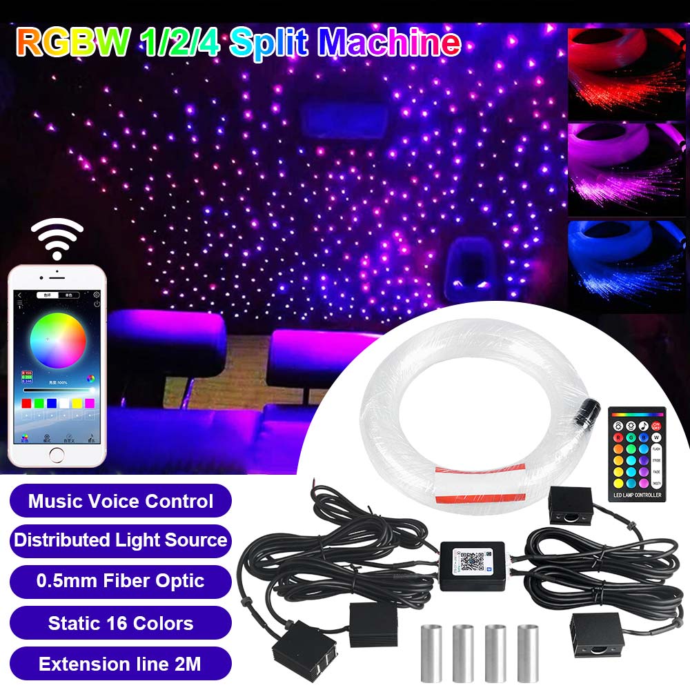 Car Roof Star Light Fiber Optic - 1/2/4 RGBW Split Machine Auto Dak
