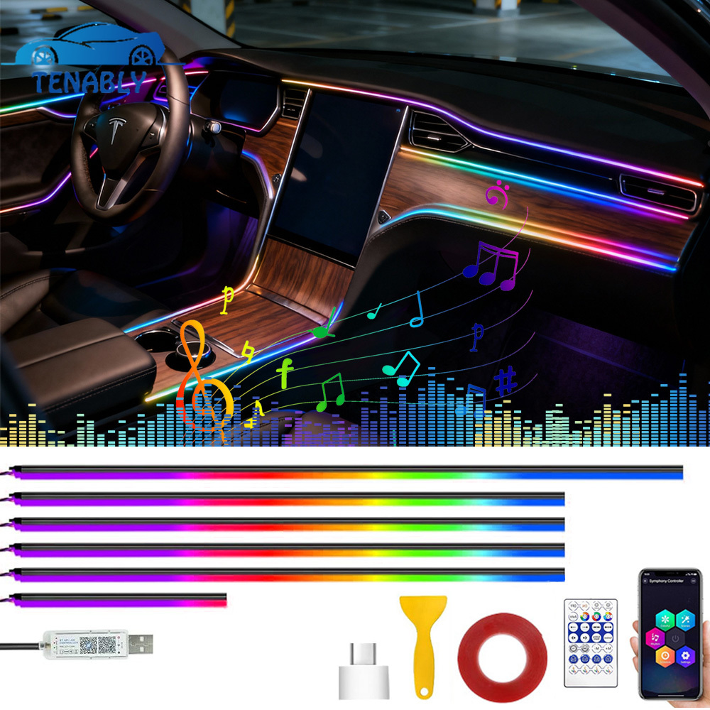 Car Interior Neon Light Usb - Auto Sfeer Verlichting Strip Kleurrijk RGB
