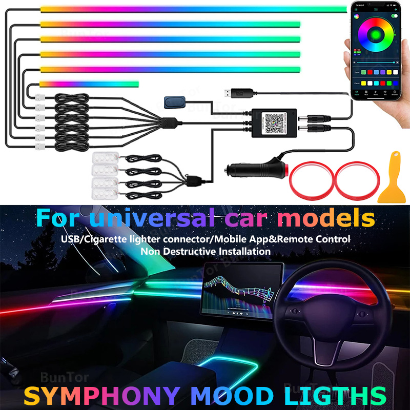 Car Ambient Lighting 64 Color - Auto Omgevingslicht/64 Kleuren Acryl LED Lamp