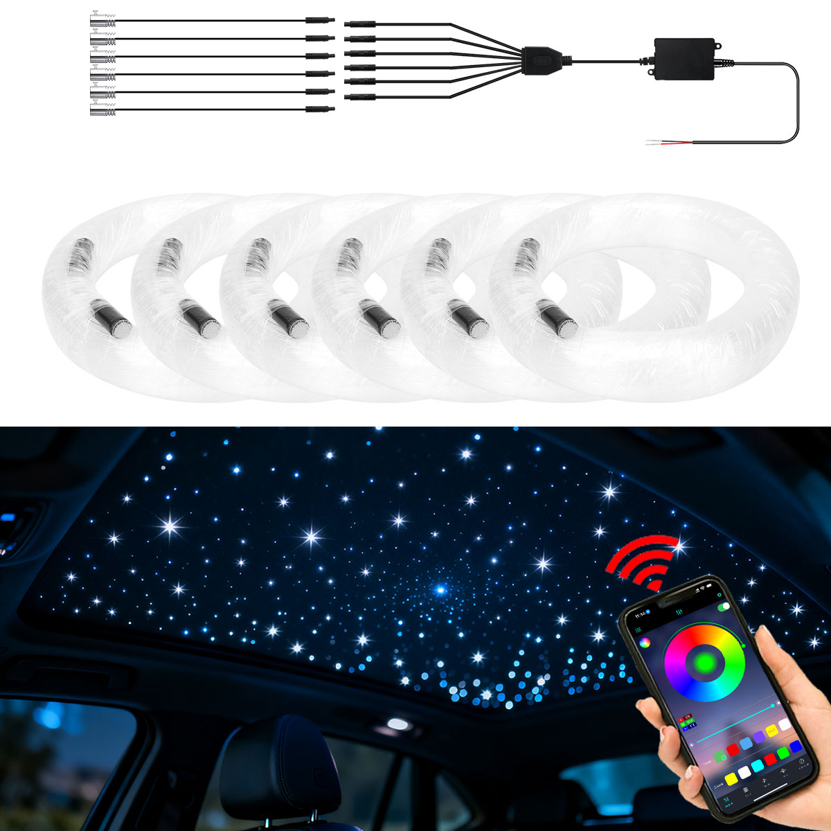 Car Roof Star Light Fiber Optic - Auto Sterrenhemel Atmosfeerlicht 4/5/6 in 1