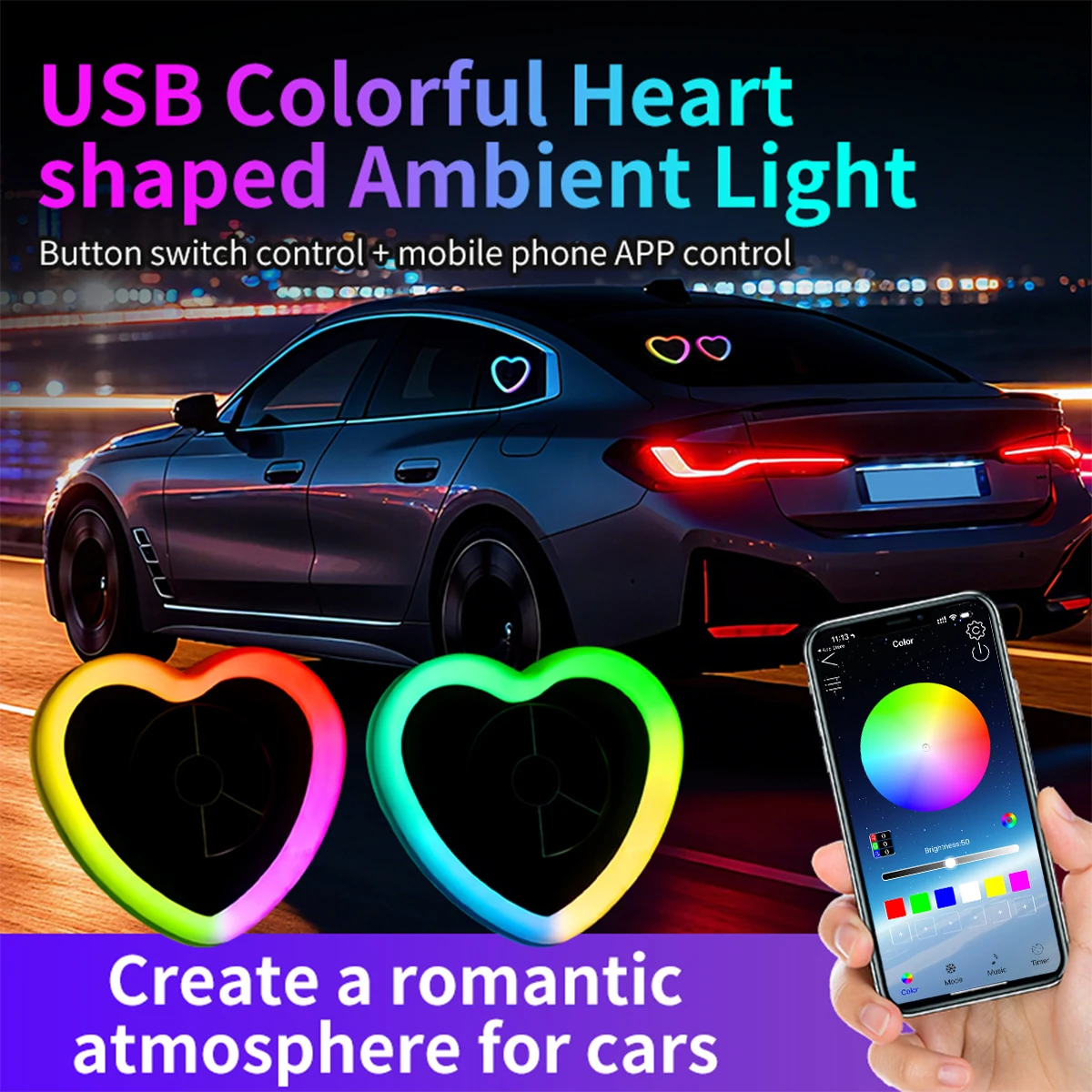 Car Interior Neon Light Usb - Neon Light Symphony Auto Driehoek Venster
