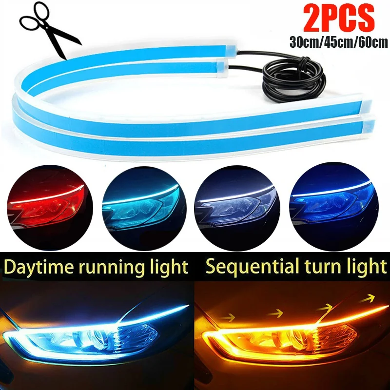 Car Led Strip 12V Waterproof - 2 Stuks 12V Led Gids Strip