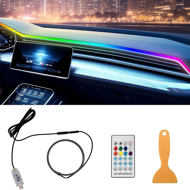 Car Ambient Light Kit With Remote - Kleurrijke LED Auto-interieur Verborgen App Afstandsbediening