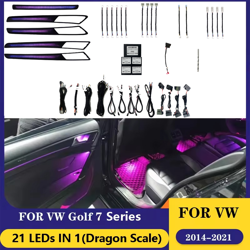 Car Ambient Lighting 64 Color - 21-delige sfeerverlichtingset voor For VW Golf