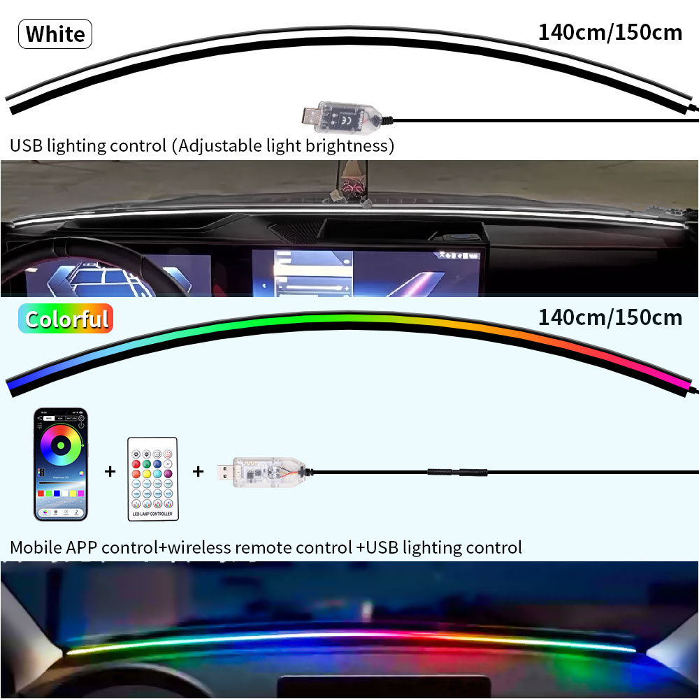140/150CM Auto Voorruit Silico - Car Interior Led Strip App Control recensie en prijs