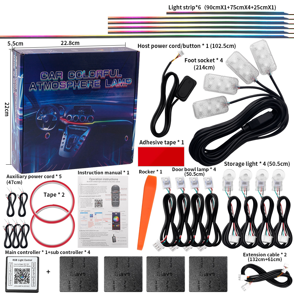 6/10/14/18/22 in 1 Auto-sfeerv - Car Interior Led Strip App Control recensie en prijs