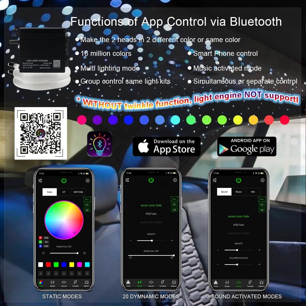 32W Geüpgradede Dubbele Poort  - Car Roof Star Light Fiber Optic recensie en prijs