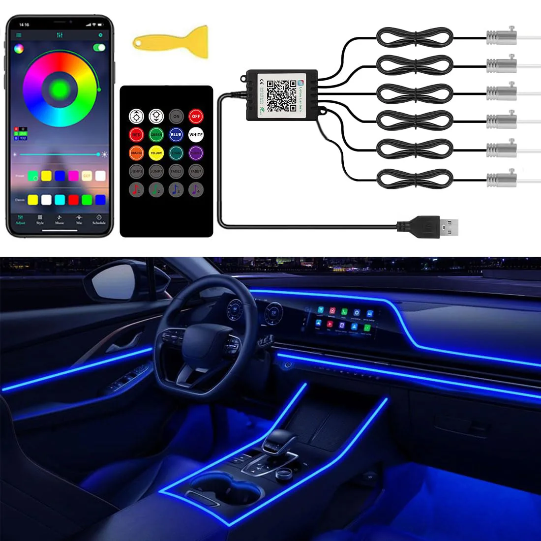 RGB LED Auto Omgevingslicht Ki - Car Dashboard Light Fiber Optic recensie en prijs