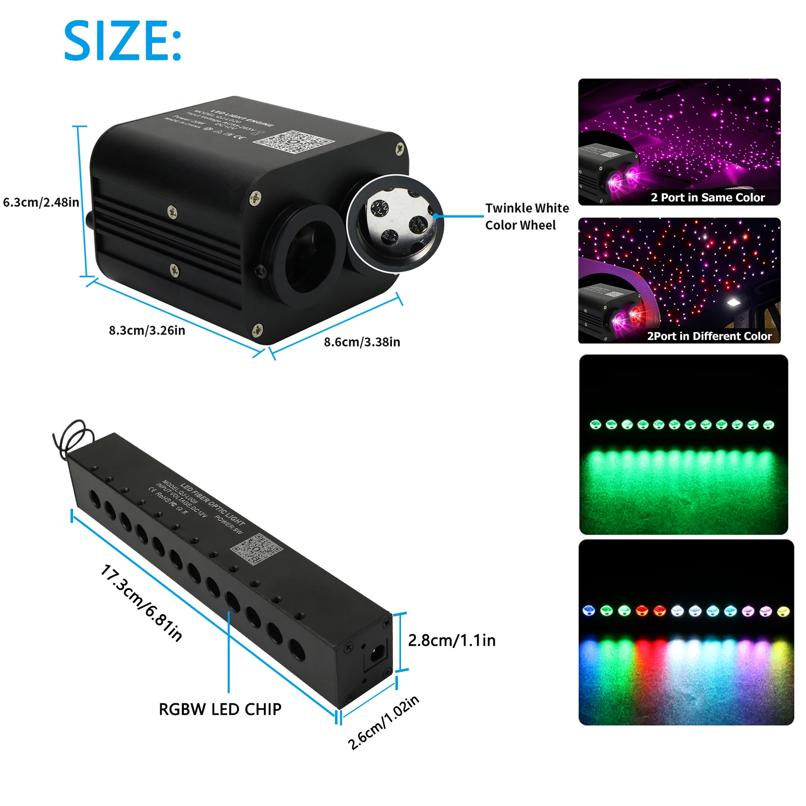 Dubbele poort 20W Twinkle RGBW - Car Roof Star Light Fiber Optic recensie en prijs