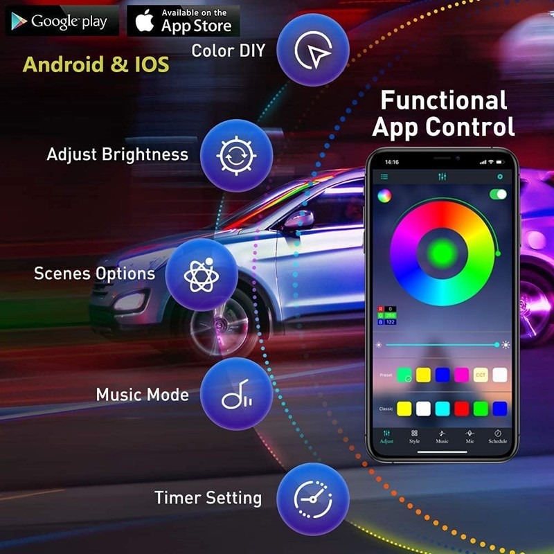 Auto RGB Ambient LED Light Str - Car Ambient Light Fiber Optic 6M recensie en prijs