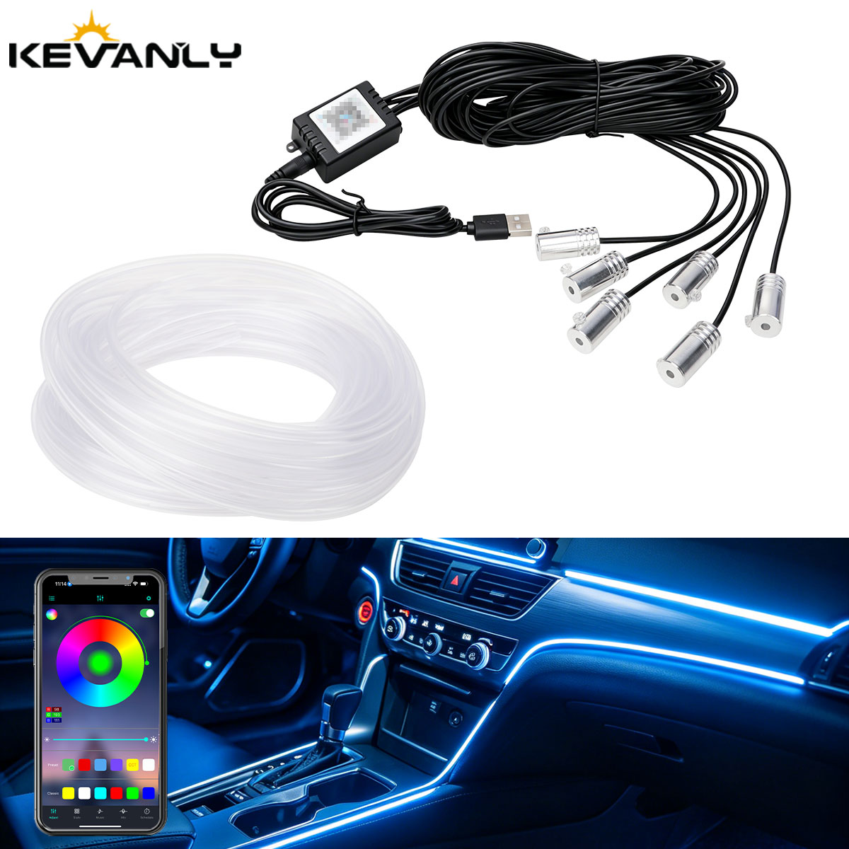 6M LED Auto-interieur sfeerver - Car Ambient Light Fiber Optic 6M recensie en prijs
