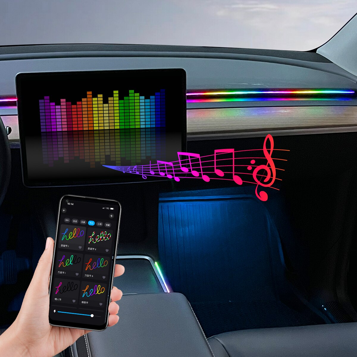 Auto LED Omgevingslicht USB 64 - Car Ambient Light Kit With Remote recensie en prijs