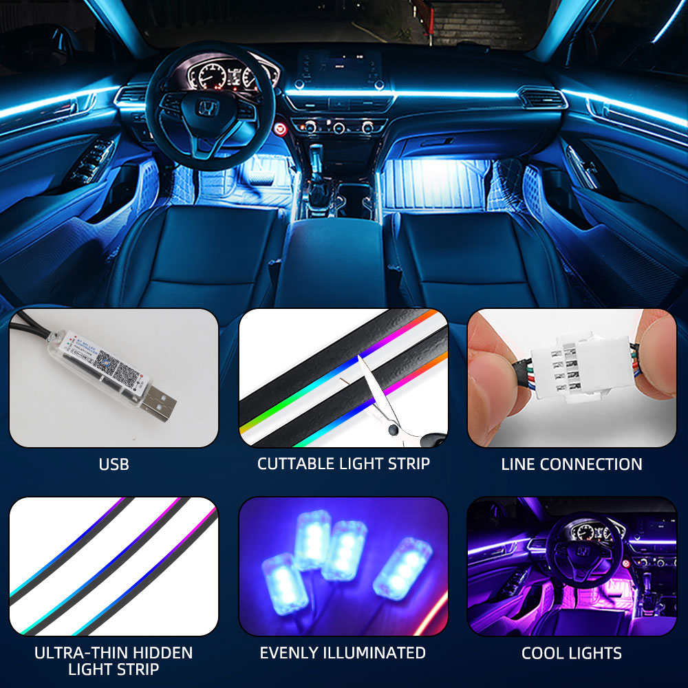 Universele Symfonie Auto Omgev - Car Interior Led Strip App Control recensie en prijs
