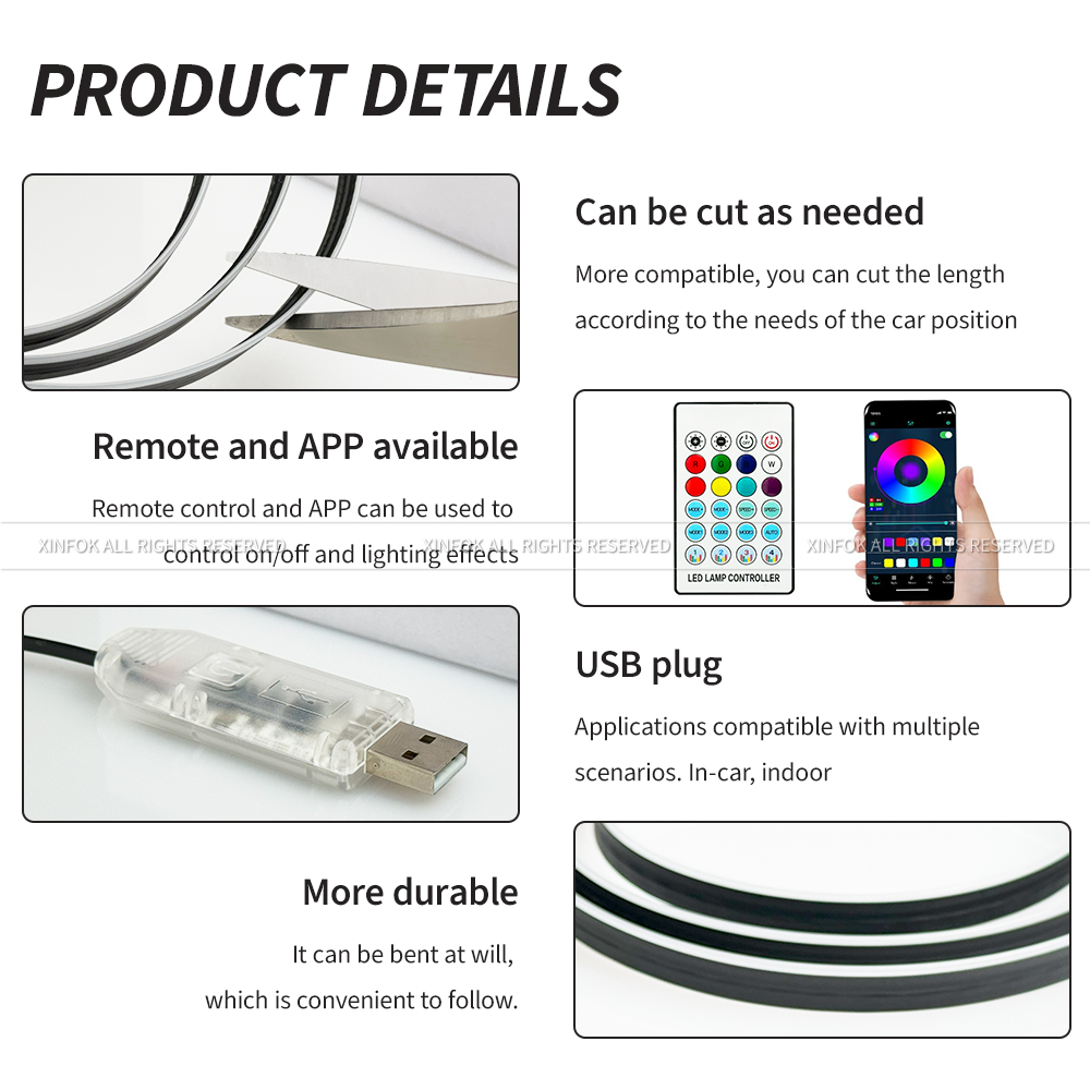 140 cm USB Dreamcolor acryl in - Car Interior Led Strip App Control recensie en prijs