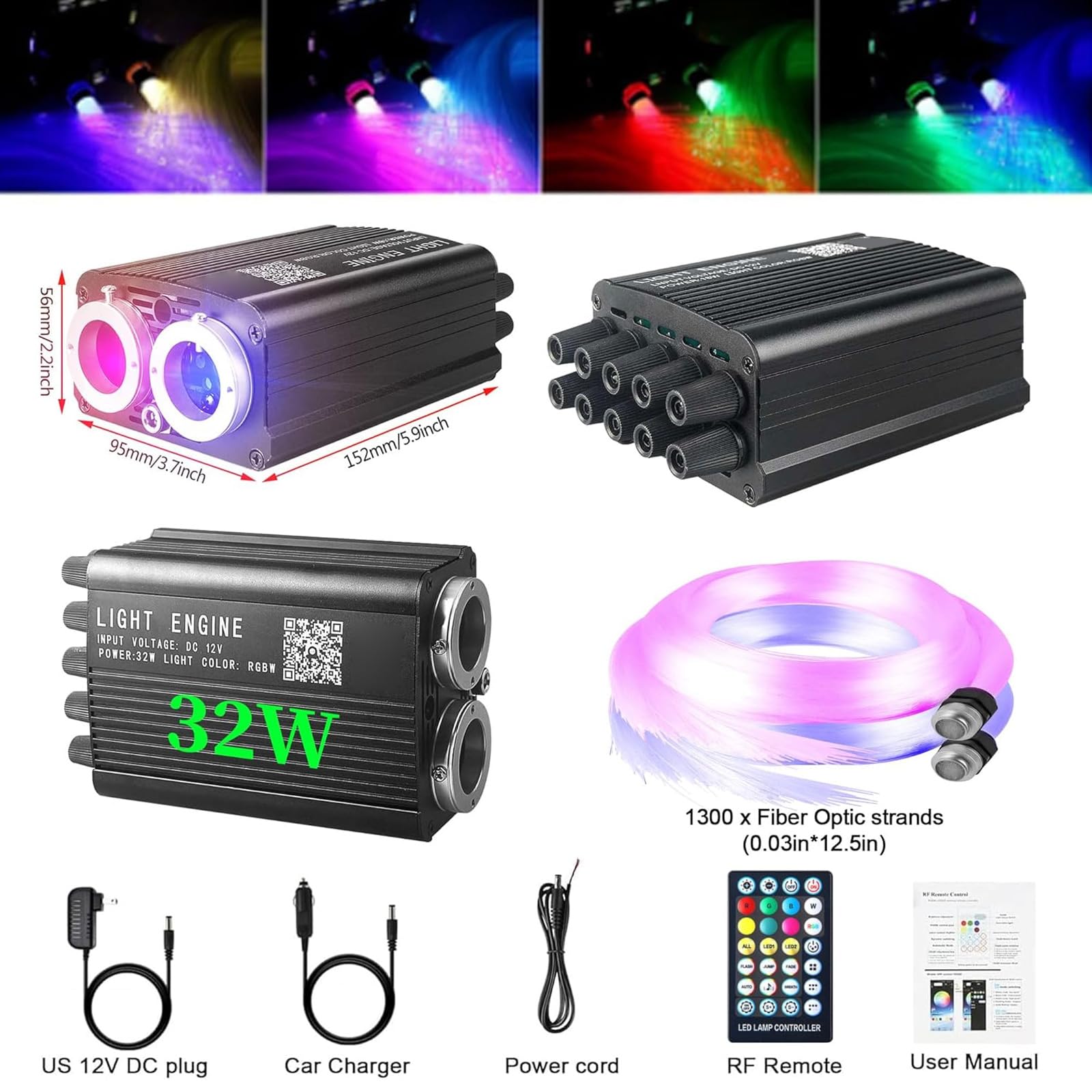 32W Autodak Sterlicht Kit RGB  - Car Roof Star Light Fiber Optic recensie en prijs