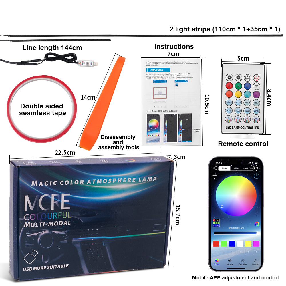 64 Kleuren Usb Auto Led Omgevi - Car Interior Led Strip App Control recensie en prijs