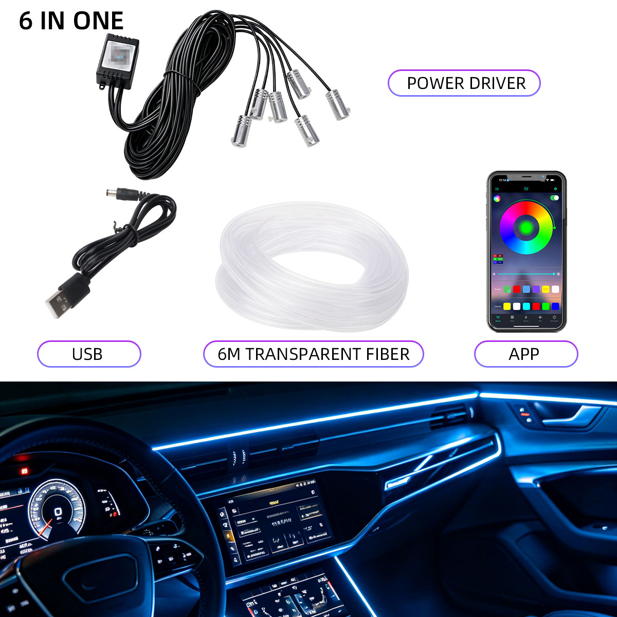 4/5/6-in-1 Auto-interieur Glas - Car Dashboard Light Fiber Optic recensie en prijs