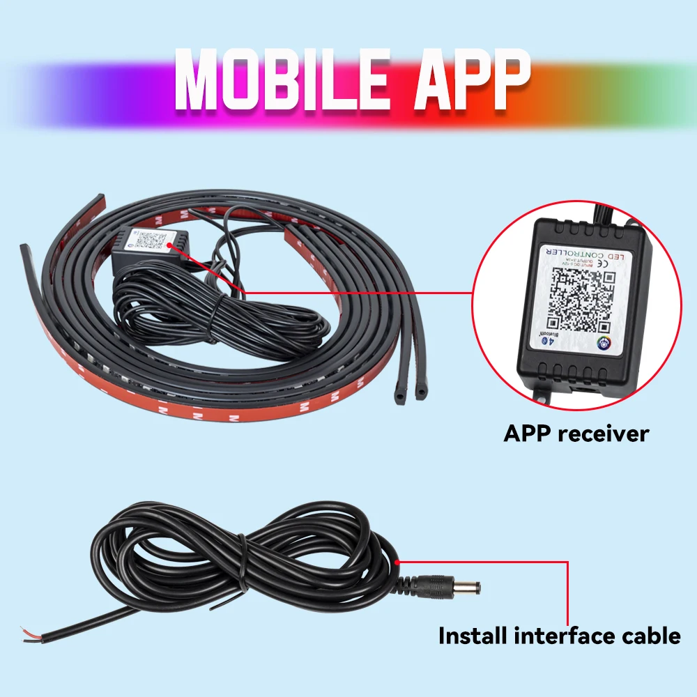 4 stuks RGB LED-stripverlichti - Car Led Strip 12V Waterproof recensie en prijs