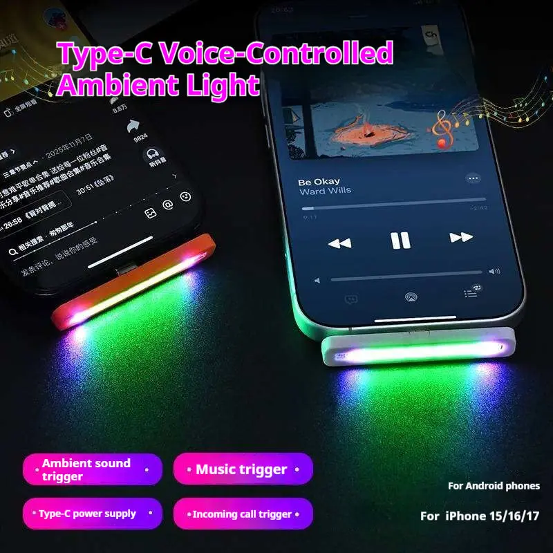 Type-C RGB geluidsgeactiveerde - Car Ambient Light Sound Activated recensie en prijs