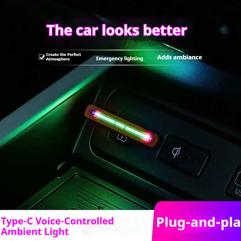 Type-C RGB geluidsgeactiveerde - Car Ambient Light Sound Activated recensie en prijs