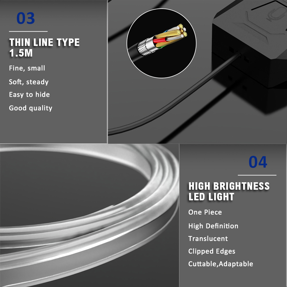 1 tot 5 RGB LED-lichtstrips vo - Car Dashboard Light Fiber Optic recensie en prijs