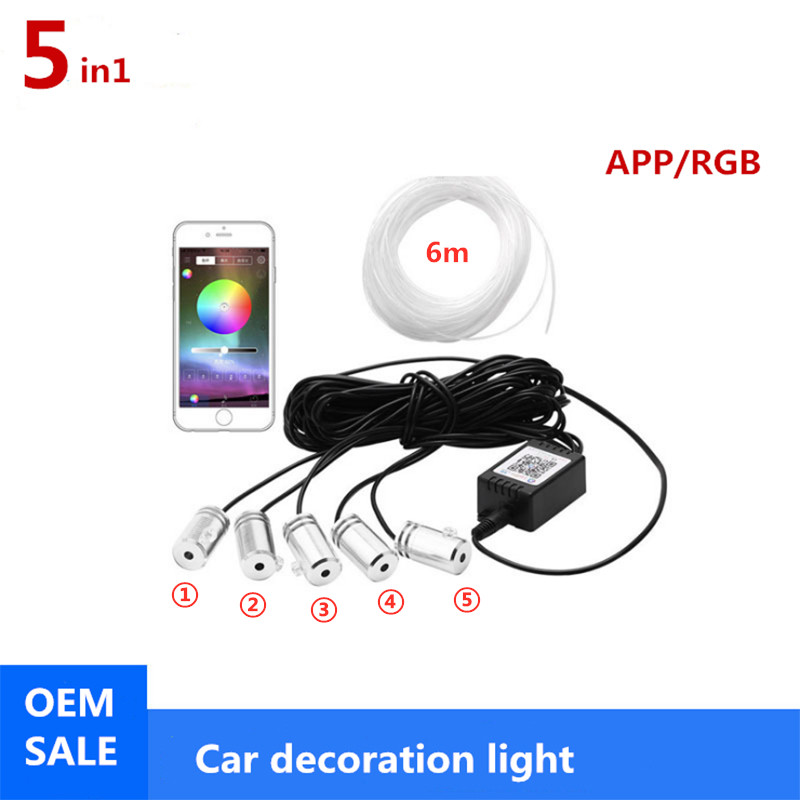 5 In 1 6M Rgb Glasvezel Sfeer  - Car Dashboard Light Fiber Optic recensie en prijs