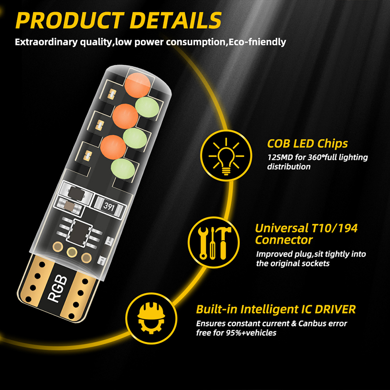 1Set T10 W 5W Rgb Led Lamp Afs - Car Ambient Light Kit With Remote recensie en prijs